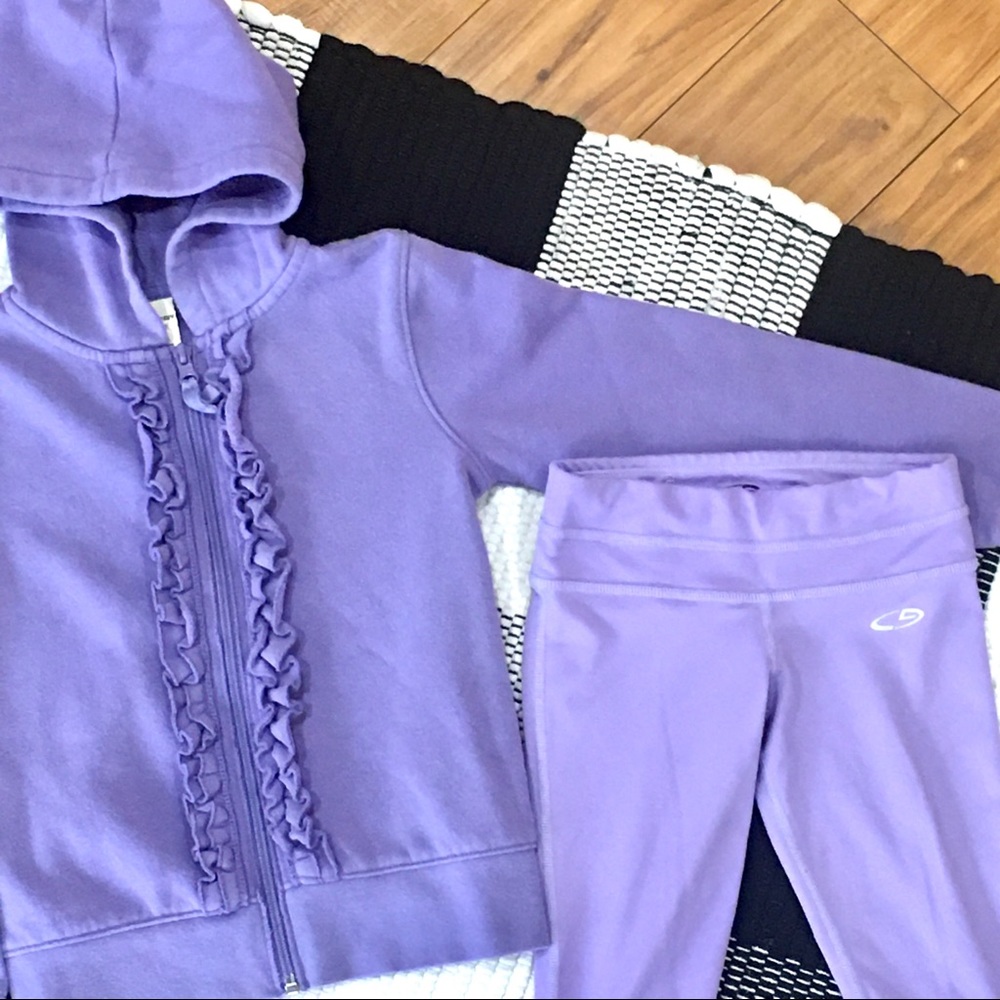 Lavender purple girl hoodie coat jacket and pants set 7 8 - school fitne…